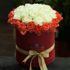 Orange & white roses bouquet